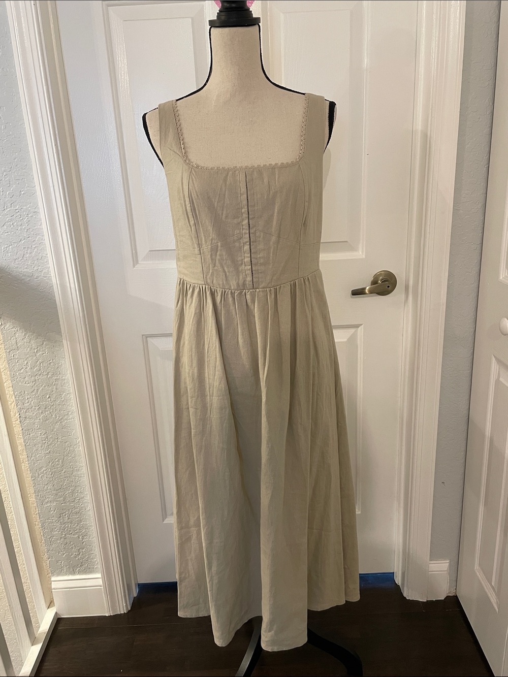 House of Harlow 1960 Cream Square-Neck Midi Dress